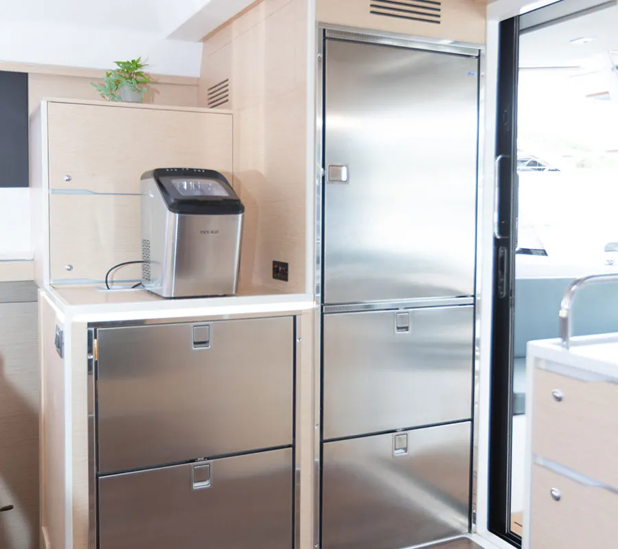 Galley of Kajsa Kavat, a Cervetti 44 catamaran at Primošten, Croatia