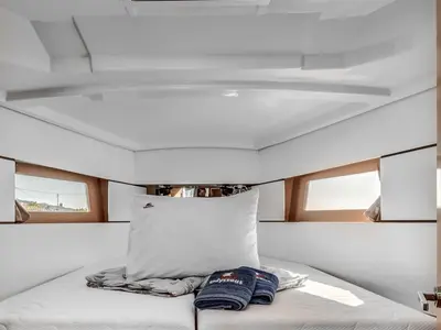 Cabin on Harmonia, a Beneteau Oceanis 38.1 sailboat at Kontokali, Greece