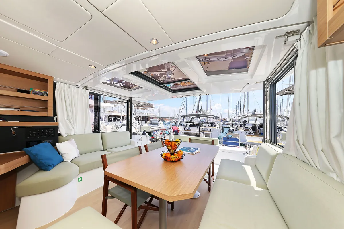 Salon of Aventurier, a Bali Catsmart catamaran at Grad Biograd na Moru, Croatia