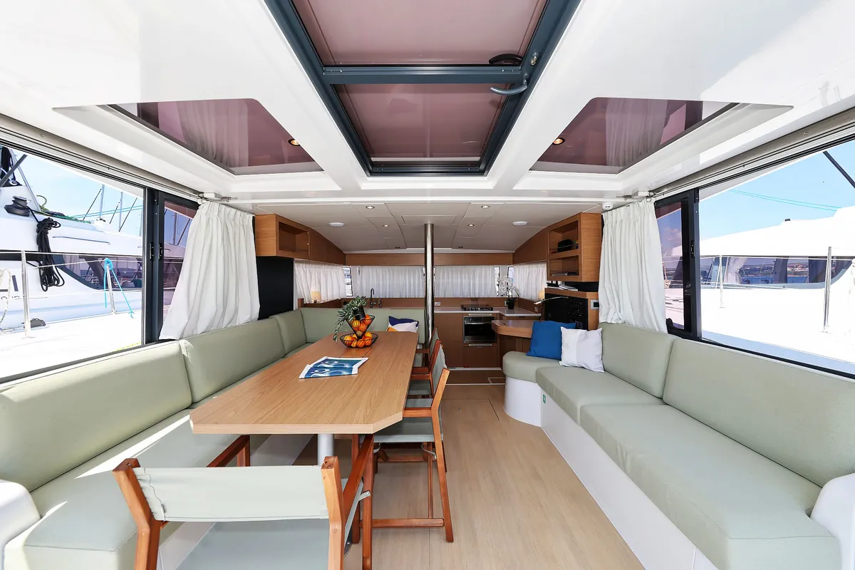 Salon of Aventurier, a Bali Catsmart catamaran at Grad Biograd na Moru, Croatia