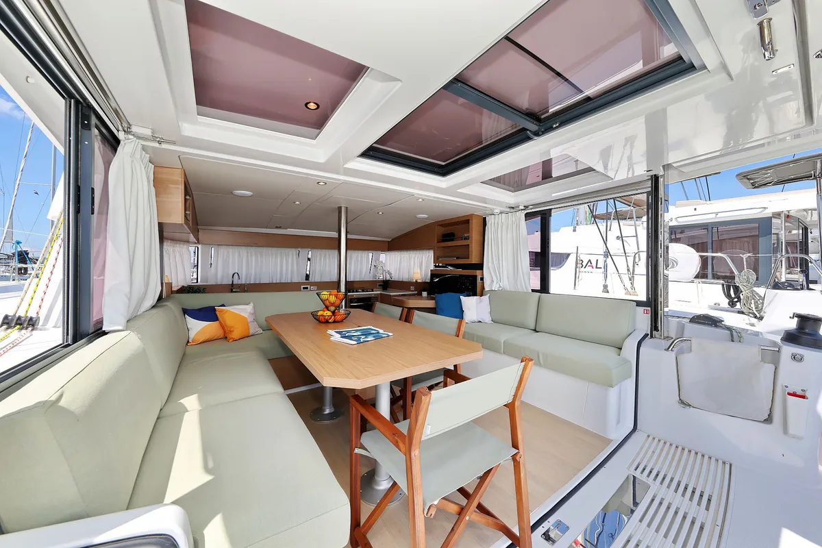 Salon of Aventurier, a Bali Catsmart catamaran at Grad Biograd na Moru, Croatia