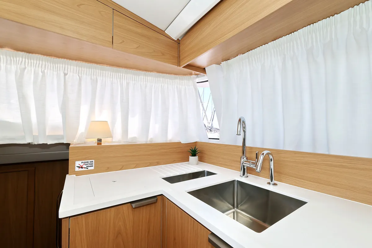 Galley of Aventurier, a Bali Catsmart catamaran at Grad Biograd na Moru, Croatia