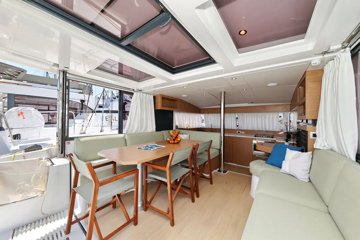 Salon of Aventurier, a Bali Catsmart catamaran at Grad Biograd na Moru, Croatia