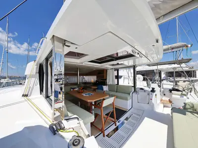 Salon of Aventurier, a Bali Catsmart catamaran at Grad Biograd na Moru, Croatia