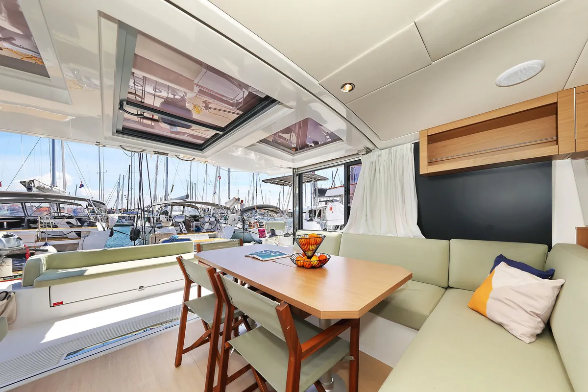 Salon of Aventurier, a Bali Catsmart catamaran at Grad Biograd na Moru, Croatia