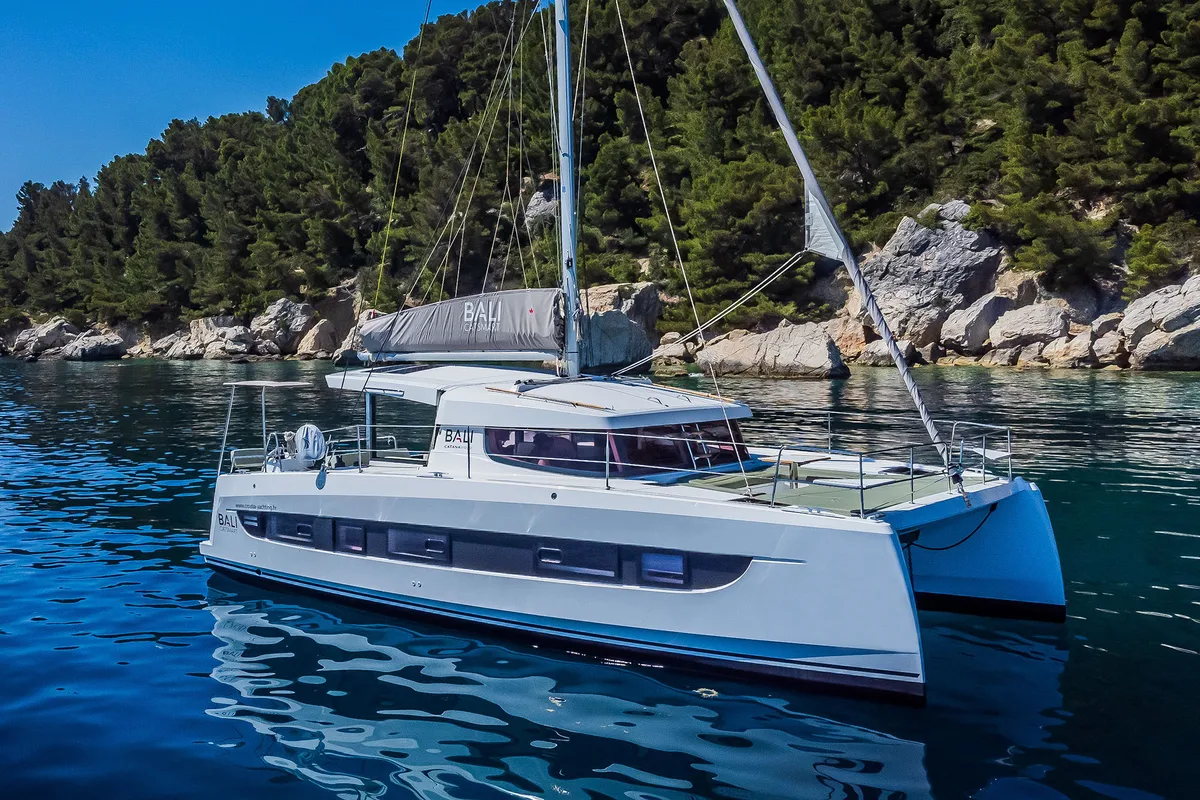 Exterior view of Aventurier, a Bali Catsmart catamaran at Grad Biograd na Moru, Croatia