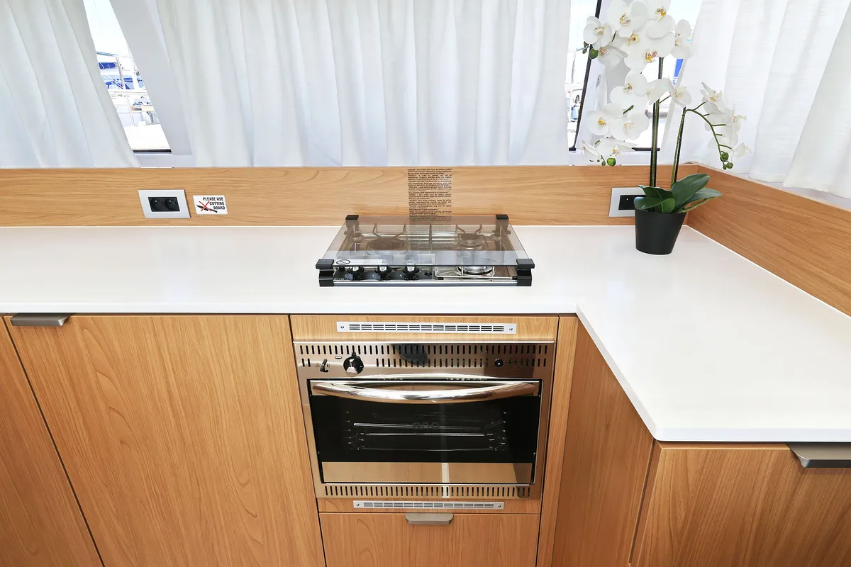 Galley of Aventurier, a Bali Catsmart catamaran at Grad Biograd na Moru, Croatia