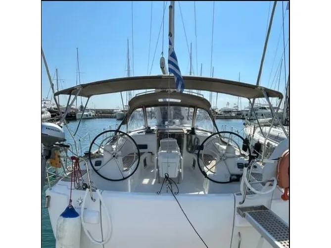 Cockpit of Jeanneau Sun Odyssey 469, a sailboat at Athens, Greece