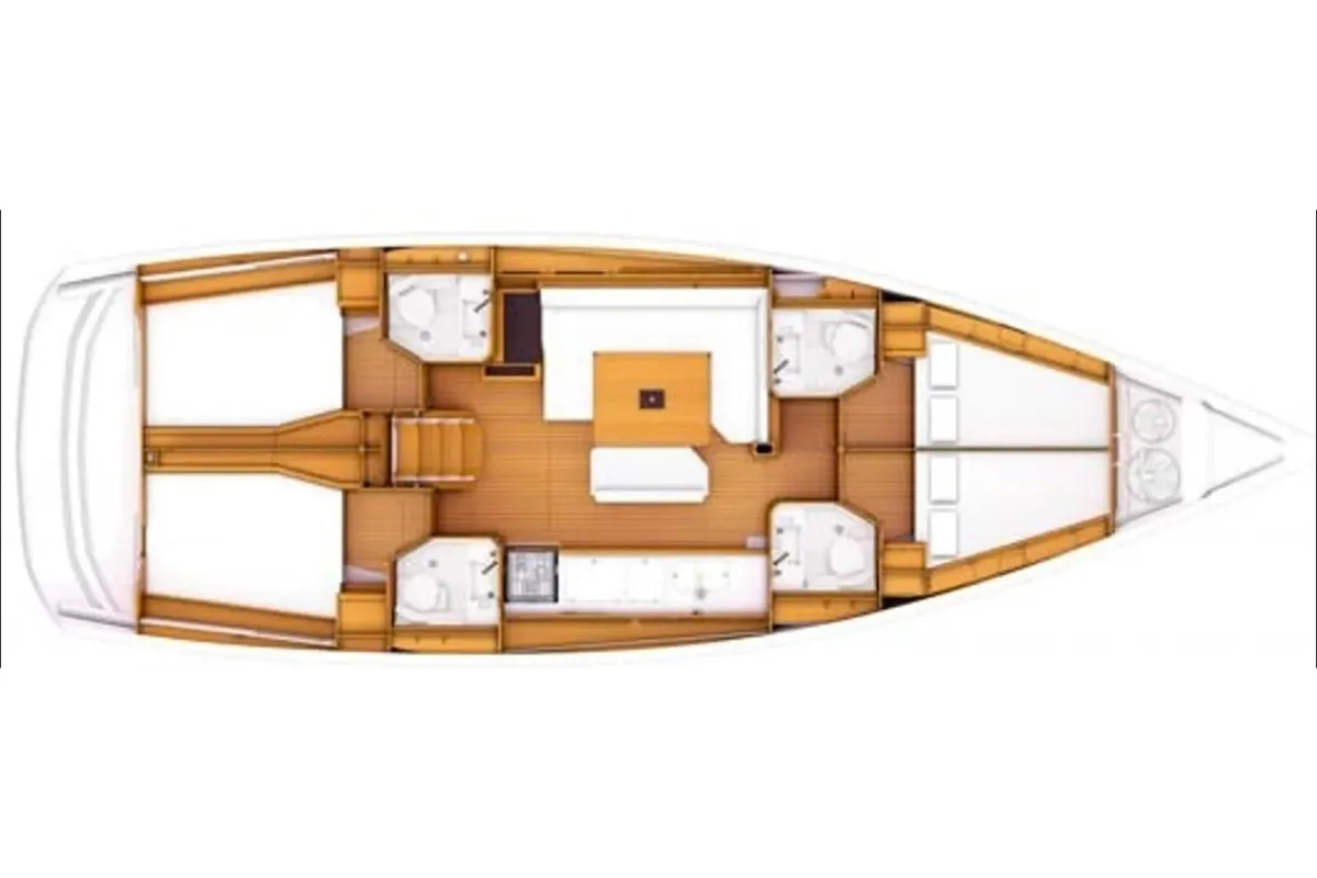 Floor plan of Jeanneau Sun Odyssey 469, a sailboat at Athens, Greece