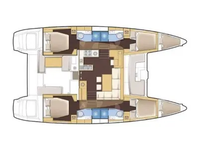 Floor plan of SILICIA, a Lagoon 450 Fly catamaran at Sukošan, Croatia
