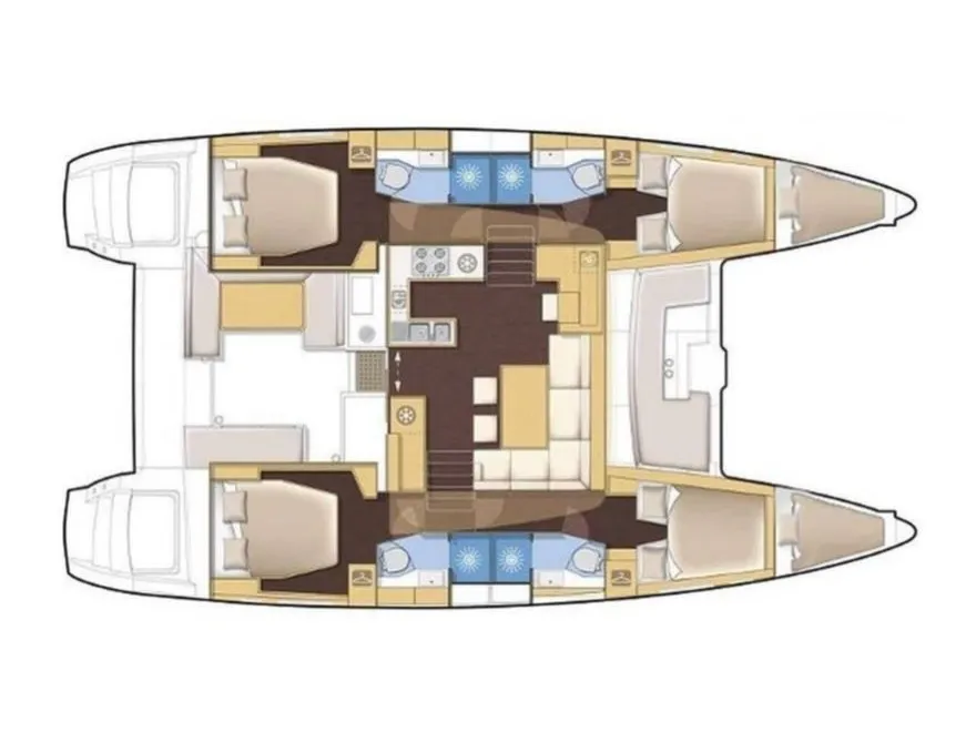 Floor plan of SILICIA, a Lagoon 450 Fly catamaran at Sukošan, Croatia