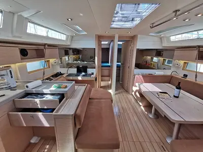 Salon of Alexandros, a Beneteau Oceanis 51.1 sailboat at Municipal Unit of Lefkada, Greece