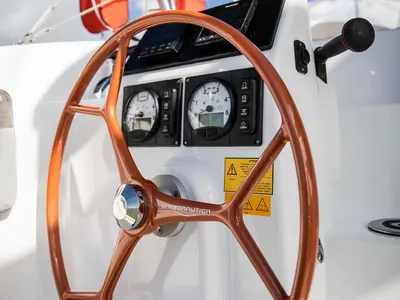 Cockpit of Carmelina, a Excess 11 catamaran at Fethiye, Turkey