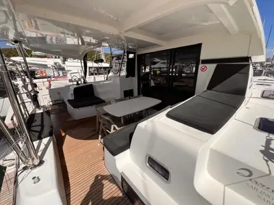 ICE CAT, a Lagoon 42 catamaran at Olbia, Italy