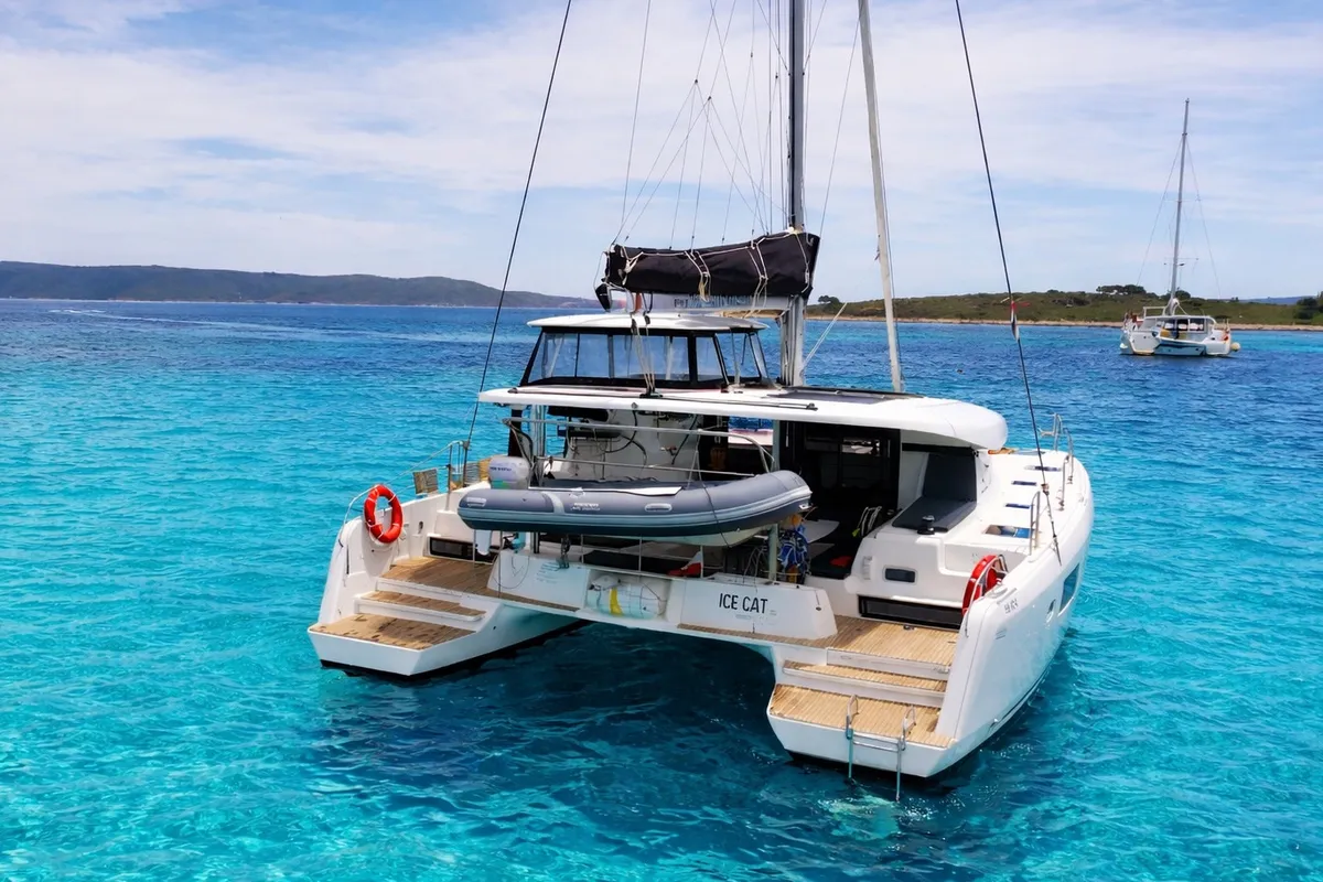 ICE CAT, a Lagoon 42 catamaran at Olbia, Italy