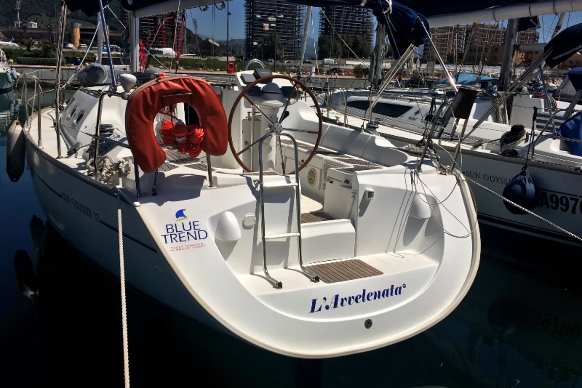 L'Avvelenata, a Jeanneau Sun Odyssey 37 sailboat at Salerno, Italy