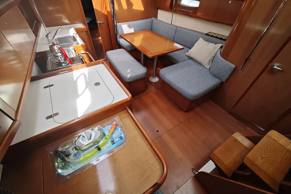 Salon of Violet, a Beneteau Oceanis 40 sailboat at Fethiye, Turkey