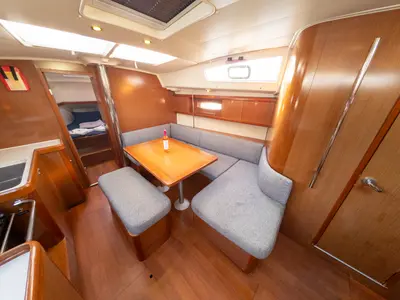 Salon of Violet, a Beneteau Oceanis 40 sailboat at Fethiye, Turkey