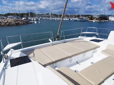 Deck of Jane, a Bali 4.1 catamaran at Hyères, France
