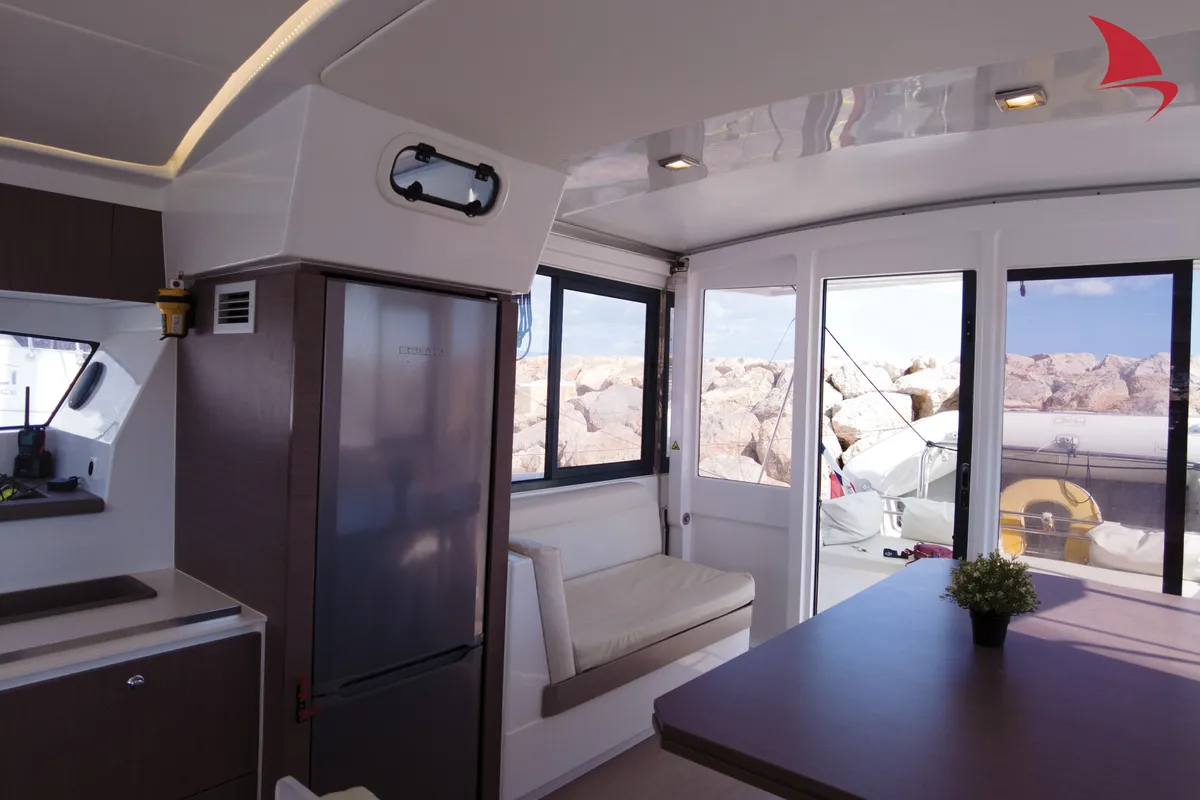 Salon of Jane, a Bali 4.1 catamaran at Hyères, France