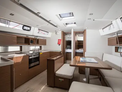 Salon of Pura Vida, a Beneteau Oceanis 46.1 sailboat at Općina Medulin, Croatia