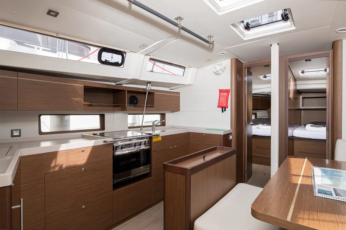 Galley of Pura Vida, a Beneteau Oceanis 46.1 sailboat at Općina Medulin, Croatia