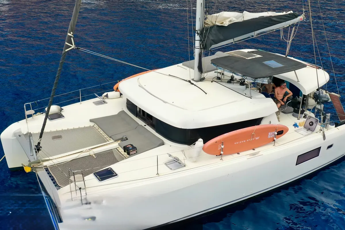 Exterior view of Melina, a Lagoon 42 catamaran at Pallini Municipal Unit, Greece