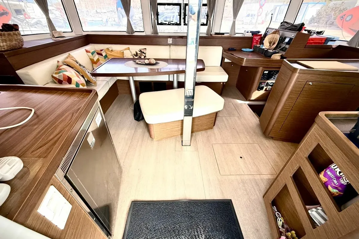 Salon of Melina, a Lagoon 42 catamaran at Pallini Municipal Unit, Greece