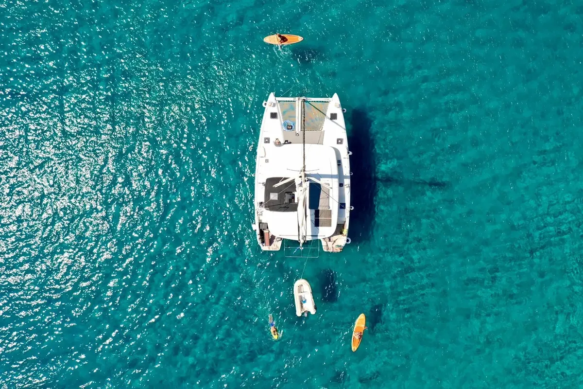 Exterior view of Melina, a Lagoon 42 catamaran at Pallini Municipal Unit, Greece