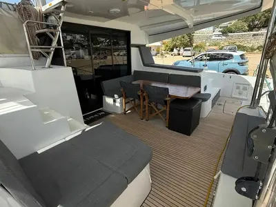 Deck of Melina, a Lagoon 42 catamaran at Pallini Municipal Unit, Greece