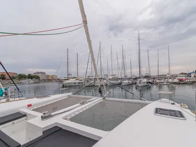 Deck of Michelangelo, a Lagoon 450 S catamaran at Zadar, Croatia