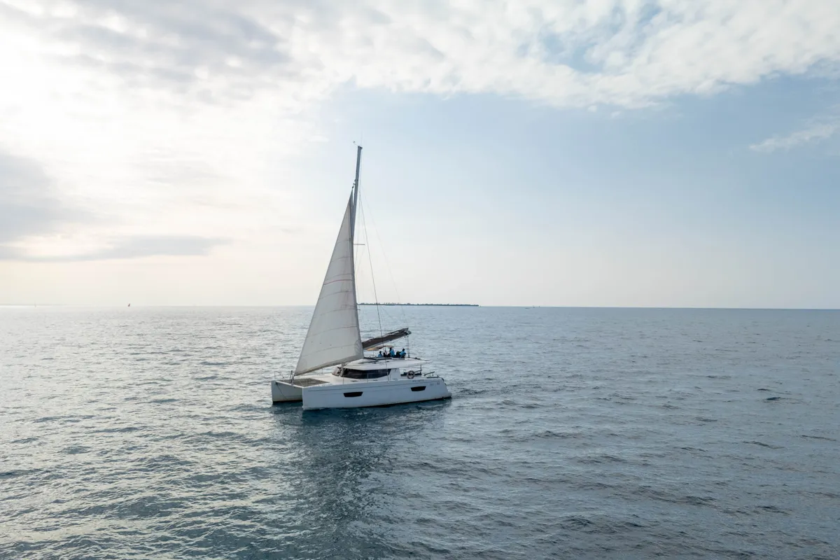 Exterior view of Knyps, a Fountaine Pajot Helia 44 - 4 + 2 cab. catamaran at Azam Marina, Tanzania