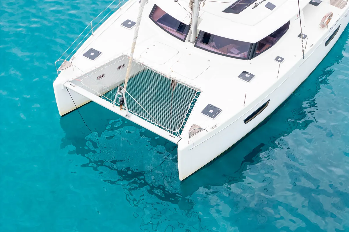 Exterior view of Knyps, a Fountaine Pajot Helia 44 - 4 + 2 cab. catamaran at Azam Marina, Tanzania