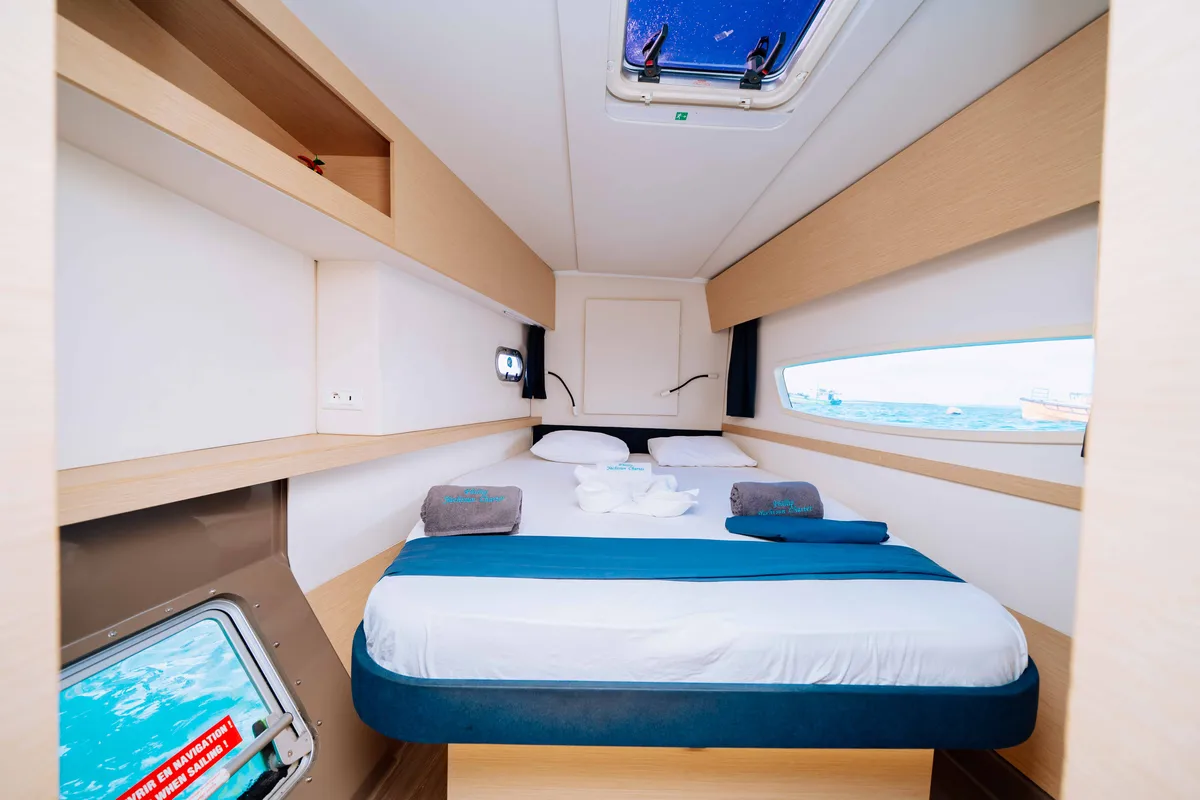 Cabin on Knyps, a Fountaine Pajot Helia 44 - 4 + 2 cab. catamaran at Azam Marina, Tanzania
