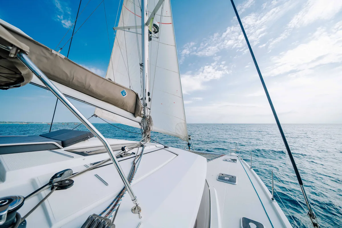 Deck of Knyps, a Fountaine Pajot Helia 44 - 4 + 2 cab. catamaran at Azam Marina, Tanzania