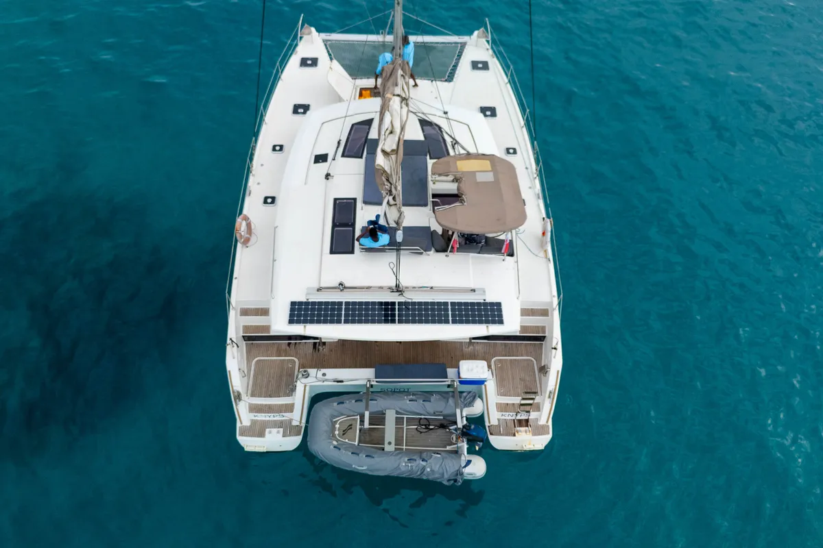 Exterior view of Knyps, a Fountaine Pajot Helia 44 - 4 + 2 cab. catamaran at Azam Marina, Tanzania