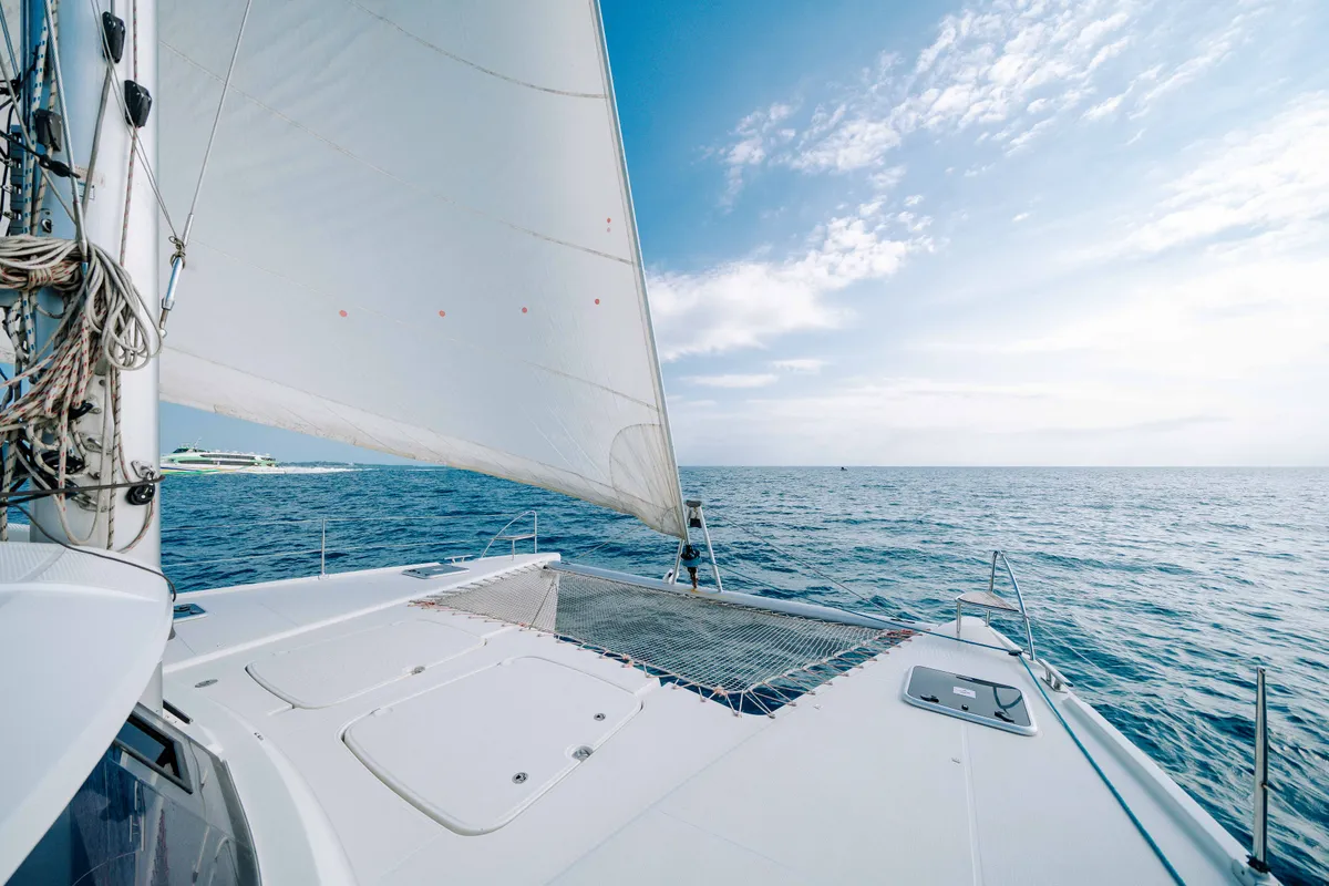 Deck of Knyps, a Fountaine Pajot Helia 44 - 4 + 2 cab. catamaran at Azam Marina, Tanzania