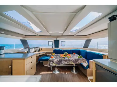 Salon of Knyps, a Fountaine Pajot Helia 44 - 4 + 2 cab. catamaran at Azam Marina, Tanzania