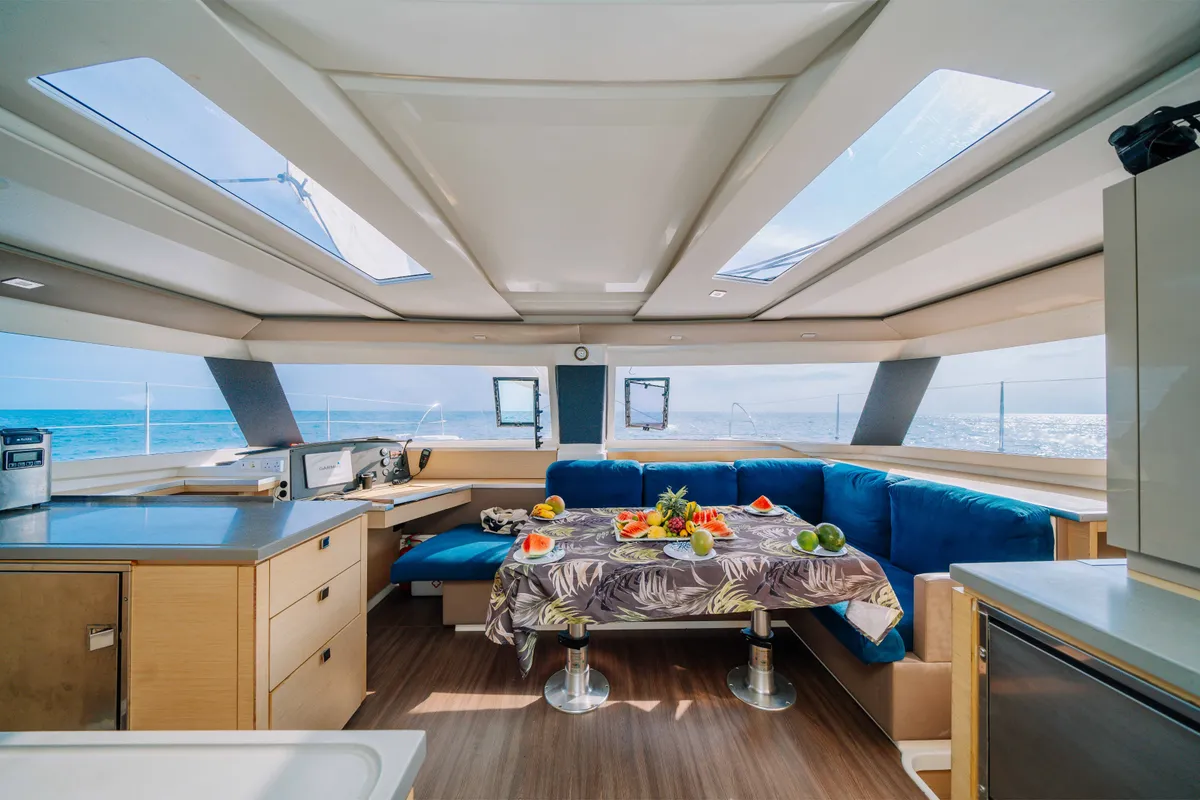 Salon of Knyps, a Fountaine Pajot Helia 44 - 4 + 2 cab. catamaran at Azam Marina, Tanzania