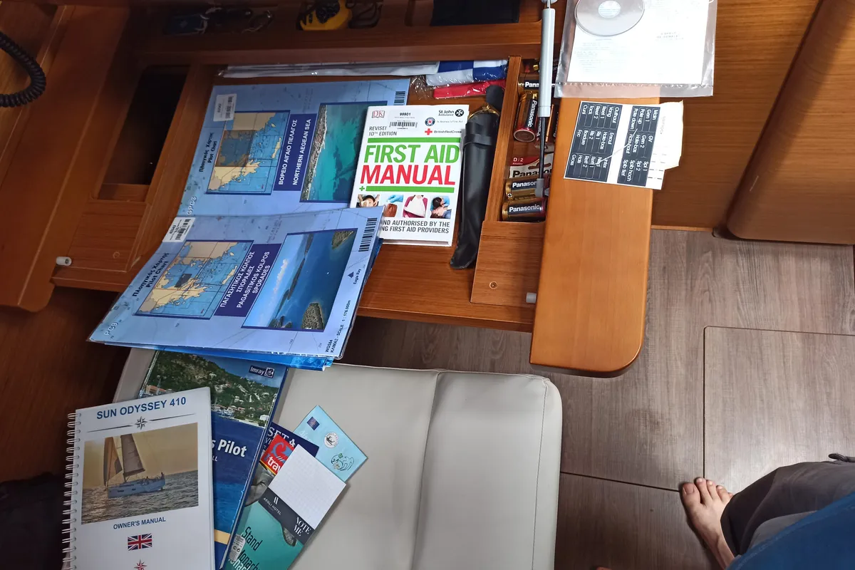 Evnia, a Jeanneau Sun Odyssey 410 sailboat at Volos, Greece