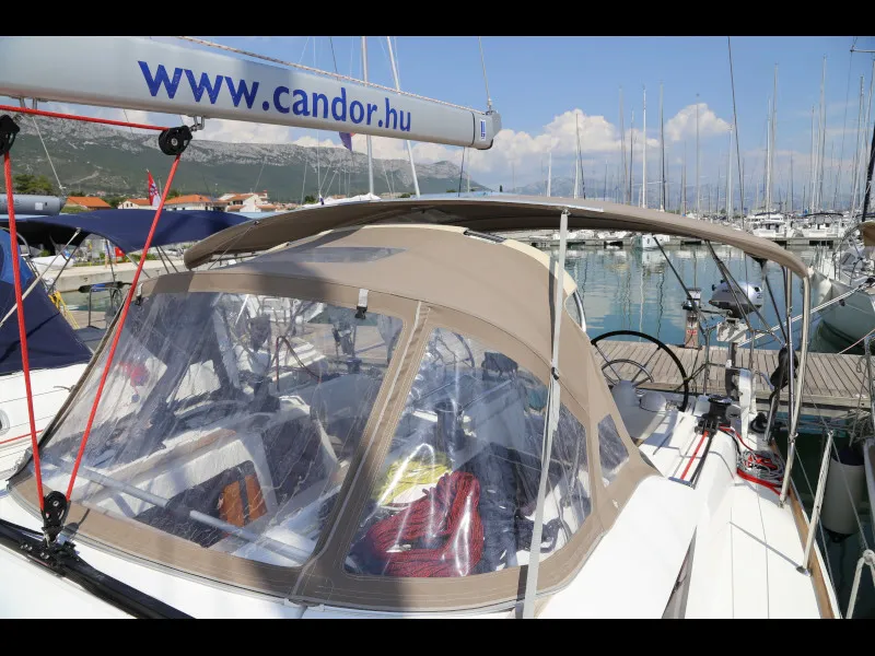 Cockpit of Sicc, a Jeanneau Sun Odyssey 419 sailboat at Kaštela, Croatia