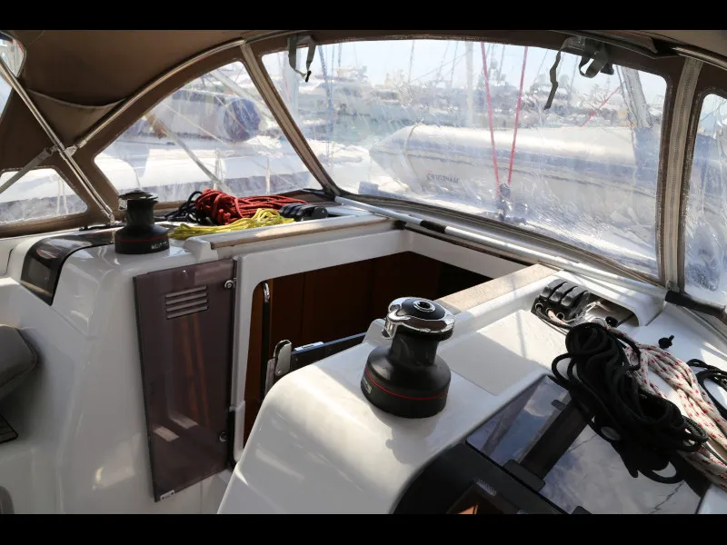Cockpit of Sicc, a Jeanneau Sun Odyssey 419 sailboat at Kaštela, Croatia