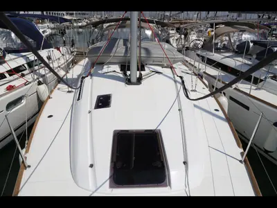Deck of Sicc, a Jeanneau Sun Odyssey 419 sailboat at Kaštela, Croatia