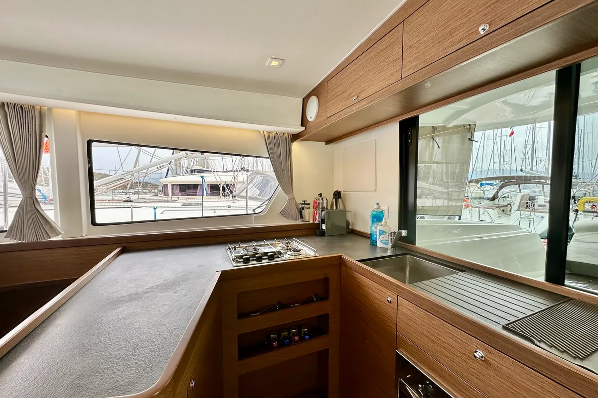 Galley of Sail Arcturus, a Lagoon 42 catamaran at Fethiye, Turkey