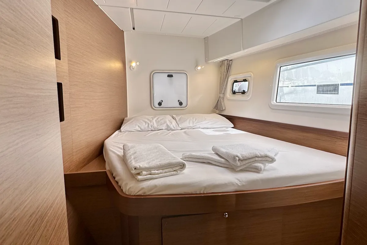 Cabin on Sail Arcturus, a Lagoon 42 catamaran at Fethiye, Turkey