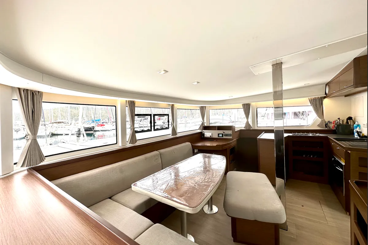 Salon of Sail Arcturus, a Lagoon 42 catamaran at Fethiye, Turkey