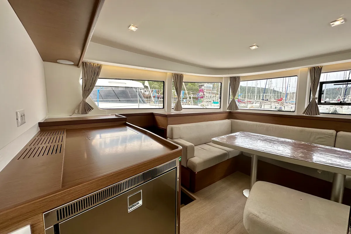 Salon of Sail Arcturus, a Lagoon 42 catamaran at Fethiye, Turkey
