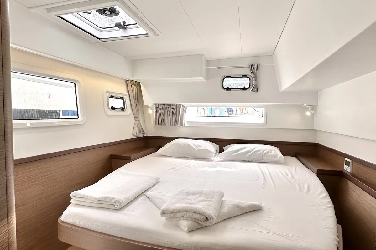 Cabin on Sail Arcturus, a Lagoon 42 catamaran at Fethiye, Turkey