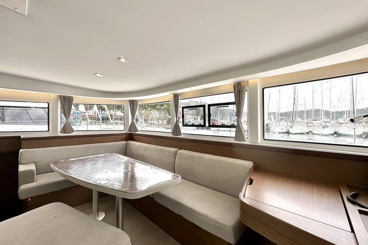 Salon of Sail Arcturus, a Lagoon 42 catamaran at Fethiye, Turkey
