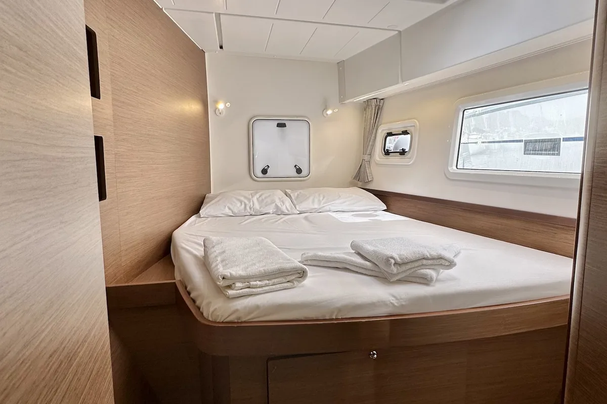 Cabin on Sail Arcturus, a Lagoon 42 catamaran at Fethiye, Turkey